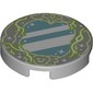 Tile Round 2 x 2 with Mirror, Lime Enchanted Lines, White Stars print