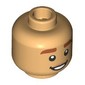 Minifig Head Beast, Dark Orange Eyebrows, Neutral / Open Mouth Smile