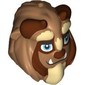 Mask Beast with Reddish Brown Horns, Blue Eyes, Fangs and Tan Beard, Small Pupils Print