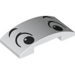 LEGO part 7547pr0001 Slope Curved 4 x 2 Double with Black Eyes, Eyebrows print in White