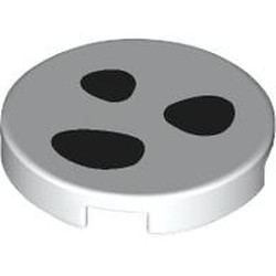 LEGO part 14769pr9954 Tile Round 2 x 2 with Black Dalmatian Spots print in White