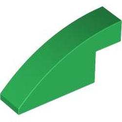 LEGO part 3573 Slope Curved 1 x 4 x 1 2/3 No Studs in Dark Green/ Green