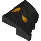 Slope Curved 2 x 2 with Stud Notch Left with Yellow/Orange Eyes, Silver Markings print