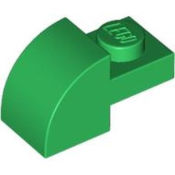 LEGO part 5841 Brick Curved 1 x 2 x 1 with Curved Top in Dark Green/ Green