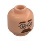 Minifig Head Dr. Watson, Reddish Brown Eyebrows, Thick Moustache, Silver Glasses