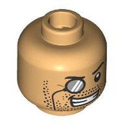 LEGO part 28621pr9680 Minifig Head with print in Warm Tan
