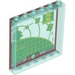 LEGO part 59349pr0039 Panel 1 x 6 x 5 with Green/Yellow Tracking Monitor, Presents, Santa print in Transparent Light Blue/ Trans-Light Blue