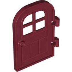LEGO part 5257 Door Right 4 x 6 with Curved Top, Bars in Dark Red