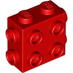 LEGO part 67329 Brick Special 1 x 2 x 1 2/3 with 8 Studs on 3 Sides in Bright Red/ Red