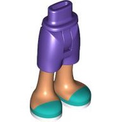 LEGO part 5789c01pr0007 Minidoll Hips and Mid-Length Shorts with print in Medium Lilac/ Dark Purple