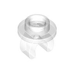 LEGO part 5264 Plate Round 1 x 1 with Hollow Stud and Underside Clip in Transparent/ Trans-Clear