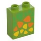 Duplo Brick 1 x 2 x 2 with Bottom Tube, Green, Orange, and Yellow Triangular Spots Print