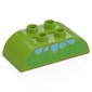 Duplo Brick 2 x 4 Curved Top, Green and Medium Azure Triangular Spots Print