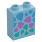 Duplo Brick 1 x 2 x 2 with Bottom Tube, Dark Azure, Medium Lavender, and Dark Turquoise Triangular Spots Print