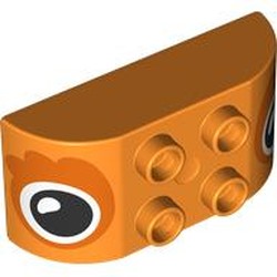 LEGO part 98223pr9992 Duplo Brick 2 x 4 Curved Top, Eyes Print in Bright Orange/ Orange