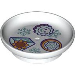 LEGO part 31333pr0014 Duplo Dish with Cookies, Cake print in White