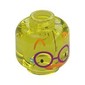 Minifig Head Dark Purple Glasses, Orange Nose, Medium Azure Whiskers, Orange Eyebrows