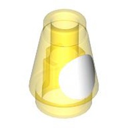 LEGO part 59900pr0001 Cone 1 x 1 with White Dot print in Transparent Yellow/ Trans-Yellow