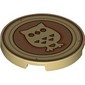 Tile Round 3 x 3 with Wooden Coin, Owl on Nougat Background print