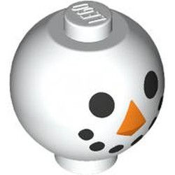 LEGO part 20953pr0004 Brick Round 2 x 2 Sphere with Stud with Snowman Face print in White