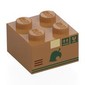 Brick 2 x 2 with Card Board Box, Dark Green Labels, Leaf, Stripes print