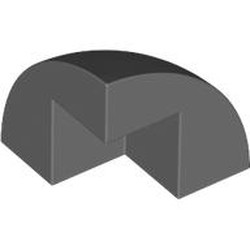 LEGO part 5906 Brick Round Corner, Curved 2 x 2 x 1 2/3 Quarter Dome with 1 Cutout in Dark Stone Grey / Dark Bluish Gray