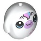 Pillow Plush Toy with Bright Light Blue Eyes, Lavender Nose, Bright Pink Stars, Pink/Lavender Swirl print