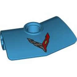 LEGO part 2457pr0002 Technic Panel Fairing 2 x 3 x 1 #3 Angled with Corvette Logo print in Dark Azure