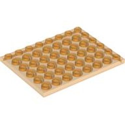 LEGO part 3036 Plate 6 x 8 in Transparent Bright Orange/ Trans-Orange