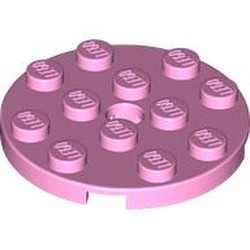 LEGO part 60474 Plate Round 4 x 4 with Pin Hole in Light Purple/ Bright Pink