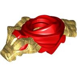 LEGO part 7104pat0001 Minifig Neckwear Shoulder Armour With Pearl Gold Dragon pattern in Bright Red/ Red