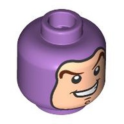 LEGO part 28621pr9662 Minifig Head with print in Medium Lavender