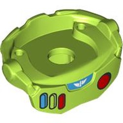 LEGO part 98875pr0003 Minifig Neckwear Spacesuit, Space Ranger Body Armour with Red/Lime/Medium Azure Buttons print in Bright Yellowish Green/ Lime