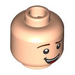LEGO part 28621pr9660 Minifig Head with print in Light Nougat
