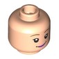 Minifig Head Bo Peep, Dark Tan Eyebrows, Bright Pink Lips, Smile, Open Mouth/Closed Mouth