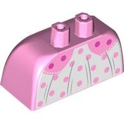 LEGO part 24068pr0006 Lower Body Skirt Wide with Side Hoops (Panniers) with White Underdress, Pink/Dark Pink Dots print in Light Purple/ Bright Pink