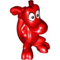 LEGO part 7440pr0001 Creature, Dragon Small with White Eyes print in Bright Red/ Red