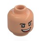Minifig Head Luffy, Thick Black Eyebrows, Nougat Scar, Open Mouth Mean Smile / Closed Eyes, Tears
