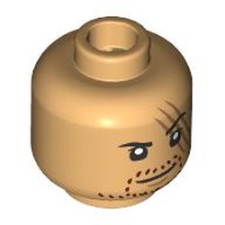 LEGO part 28621pr9627 Minifig Head with print in Warm Tan