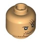 Minifig Head Shanks, Dark Red Stubbled Beard, Large Scar, Raised Eyebrow Smirk / Angry