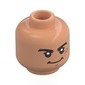 Minifig Head Luffy, Thick Black Eyebrows, Nougat Scar, Open Mouth Laugh / Stern Smirk