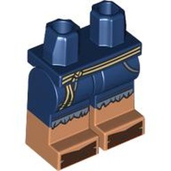 LEGO part 970c05pat13pr0001 Hips with Dark Blue Legs and Nougat Boots Pattern with print in Earth Blue/ Dark Blue
