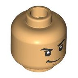LEGO part 28621pr9640 Minifig Head with print in Warm Tan