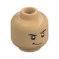 Minifig Head Zoro, Black Eyebrows, Smirk / Angry, Lopsided Growl