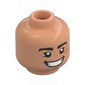 Minifig Head Luffy, Thick Black Eyebrows, Nougat Scar, Open Mouth Mean Smile