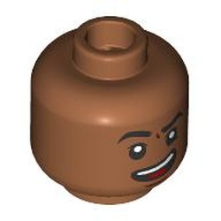 LEGO part 28621pr9638 Minifig Head with print in Sienna Brown