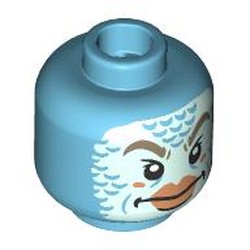 LEGO part 28621pr9630 Minifig Head with print in Medium Azure