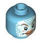 Minifig Head Chu, Light Aqua Face, Fish Scales, Dark Tan Eyebrows, Nougat Lips, Closed Moth, Angry Stare / Open Mouth