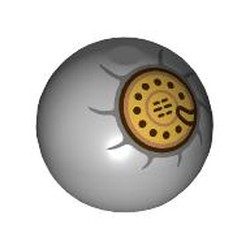 LEGO part 32474pr0006 Technic Ball Joint with Tan Telephone Dial print in Medium Stone Grey/ Light Bluish Gray