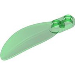 LEGO part 3565 LEAF 2X6X1, NO. 1 in Transparent Green/ Trans-Green